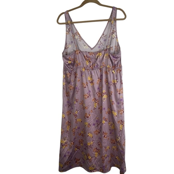 Hippie Rose Lavender Satin Floral Slip Midi Dress Fairy Babydoll Y2k Cocktail XL - Picture 4 of 13